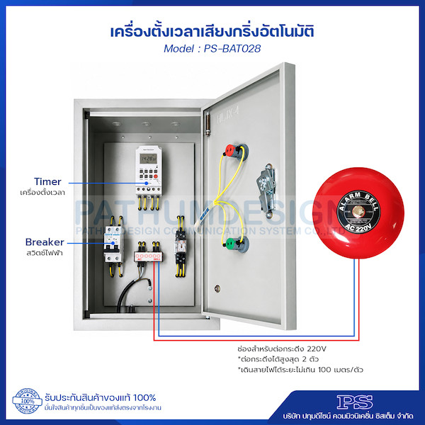 เครื่องตั้งเวลาเสียงกริ่งอัตโนมัติรุ่น PS-BAT028 - 2